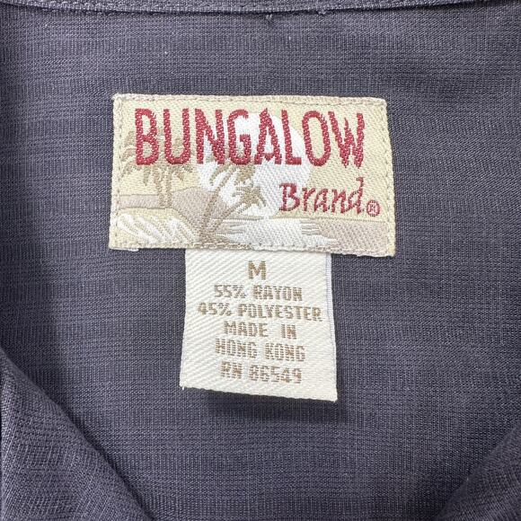 Bungalow Dress Shirt Mens M Button Up Long Sleeve Charcoal Plaid Vented Collared - Picture 4 of 7